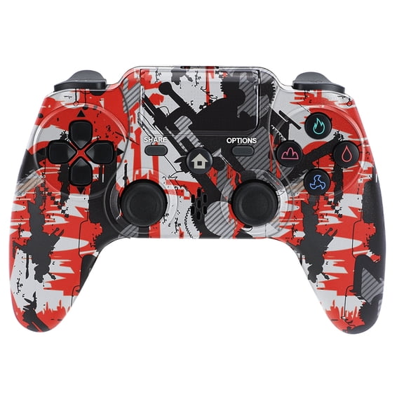 Wireless Controller Compatible with P4/P4 Slim/P4 Pro/Windows PC, Red Graffiti