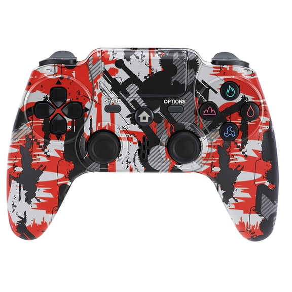 Wireless Controller Compatible with P4/P4 Slim/P4 Pro/Windows PC, Red Graffiti