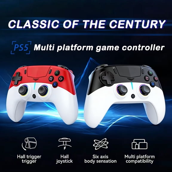 Wireless Controller, Compatible withf for P5 Pro/slim/PC, Dual Vibration, 3.5mm Audio Jack, Macro/turbo Function, 6-Axis Game Pad(1PCS GREEN)