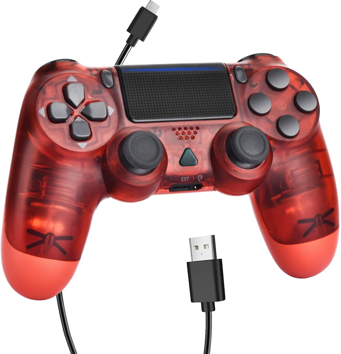 Wireless Controller Dual Vibration Game Joystick Controller for PS4 Slim Pro Compatible with PS4 Console Crystal Red Walmart
