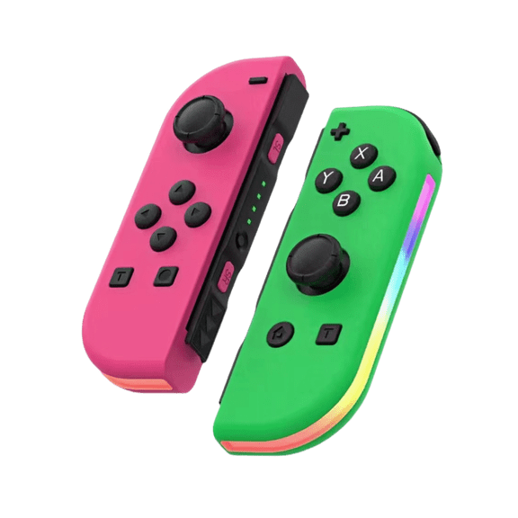 Wireless Controller Joypad for Switch Gamepad (L/R) RGB/Dual Vibration/Motion Control/Wake-up Function -Pink/Green