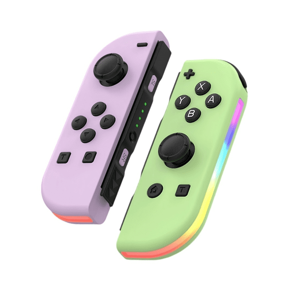 Wireless Controller Joypad for Switch Gamepad (L/R) RGB/Dual Vibration/Motion Control/Wake-up Function -Purple/Green