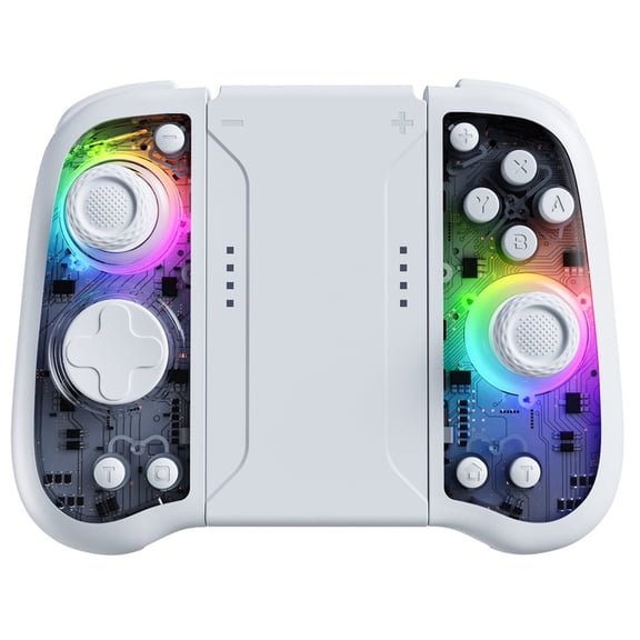 Wireless Game Controller for Nintendo Switch/iOS/Android/PC with Hall Effect Joystick, Mechanical Buttons, Macro Programming, RGB Lighting, Dual Vibration, Type-C Fast Charging-Gray