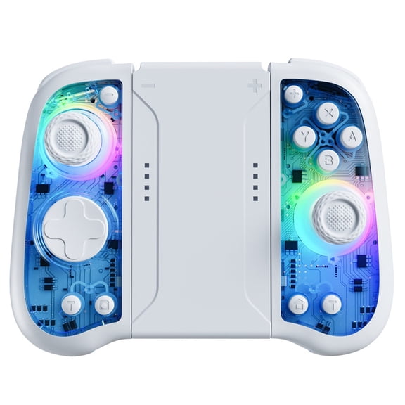 Wireless Game Controller for Nintendo Switch/iOS/Android/PC with Hall Effect Joystick, Mechanical Buttons, Macro Programming, RGB Lighting, Dual Vibration, Type-C Fast Charging-Blue