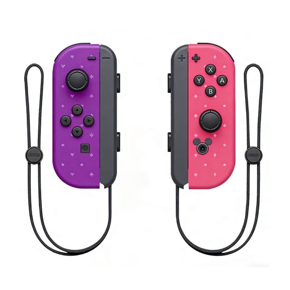 Wireless Controller for Nintendo Switch with Wrist Strap,Left and Right Joypad Controllers Compatible with Switch/OLED/Lite,Support Dual Vibration/6-Axis Gyro/Motion Control/Wake-up(Purple-pink)