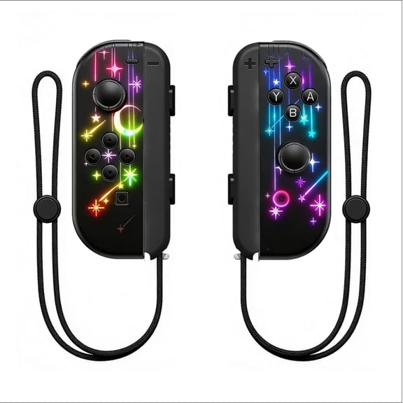 Wireless Controller for Nintendo Switch with Wrist Strap,Left and Right RGB Joypad Controllers Compatible with Switch/OLED/Lite,Support Dual Vibration/6-Axis Gyro/Motion Control/Wake-up(Shoot Star)
