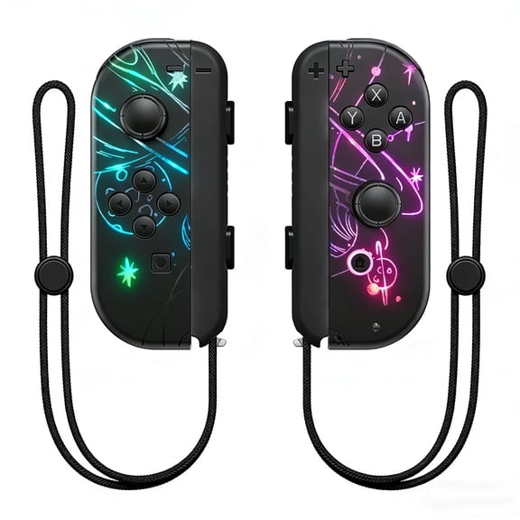 Wireless Controller for Nintendo Switch with Wrist Strap,Left and Right RGB Joypad Controllers Compatible with Switch/OLED/Lite,Support Dual Vibration/6-Axis Gyro/Motion Control/Wake-up(Planet)
