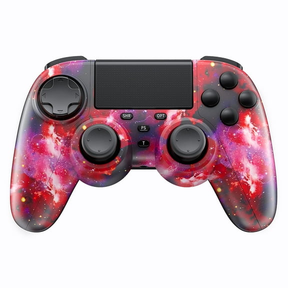 Wireless Controller for P4, Game Controller for P4/Pro/Slim/PC with Hall Effect Joystick/Turbo/700mAh Battery/USB C/Dual Vibration/6-Axis Gyro/3.5mm Audio Jack（Red）