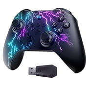 Wireless Controller for PC/Mobile Android/Switch/IOS,Gaming PC Controllers with 2.4Ghz Dual Hall Joystick,Hall Trigger,6-Axis Gyroscope,RGB Lighting,Double Vibration and Turbo