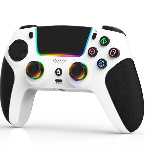 Wireless Controller for PS5/PC/Steam Deck with Hall Effect Joystick & Trigger, RGB Gaming Controller with Turbo, Dual Vibration, Programmable Buttons, Headset Jack, 1500mAh Battery