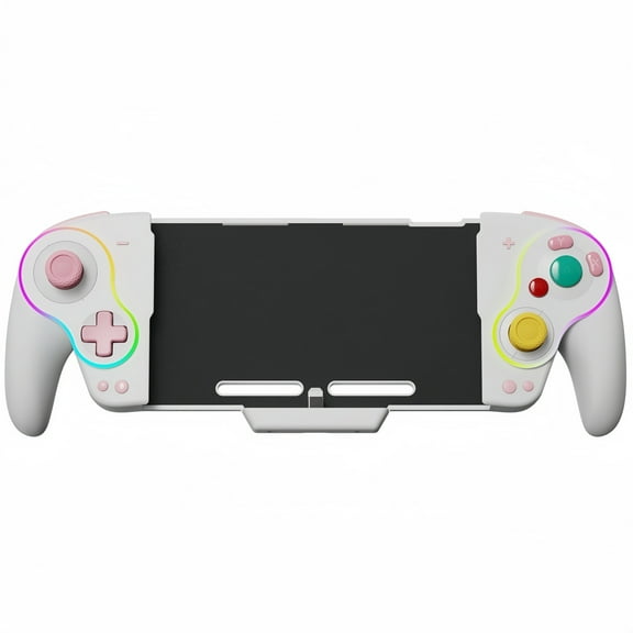 Wireless Controller for Switch/OLED, All-In-One Gamepad with RGB Lights, Turbo, Dual Vibration, Motion Sensing Programming, Ergonomic Handheld-White