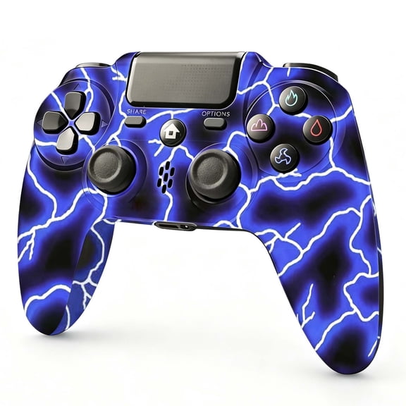 Wireless Controller for P-4, Gaming Controller Compatible with P-4/Slim/Pro/PC Support Dual Motors & 6-Axis Motion Control - Flash Purple