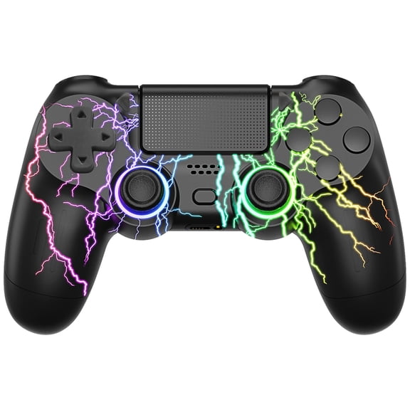Wireless Controller for P-4, Gaming Controller for P-4/Slim/Pro/PC with RGB Light/6-Axis Motion Sensor