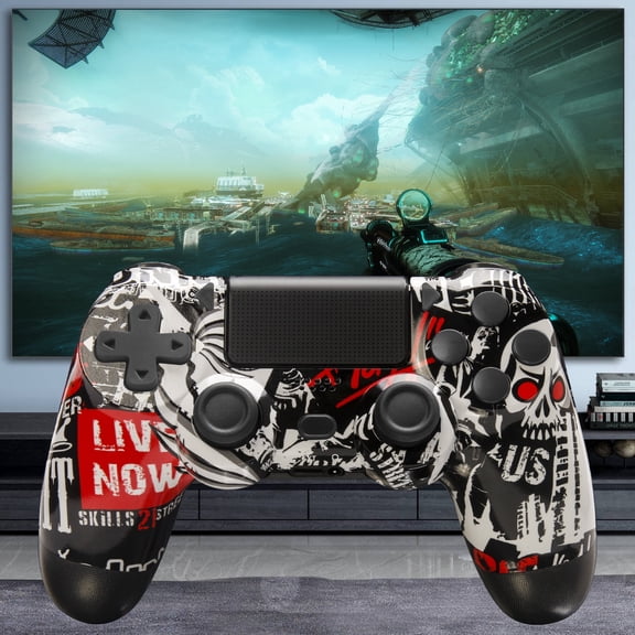 Wireless Controller for P4, Gaming Controller Compatible with P4/Slim/Pro/PC Support Dual Motors & 6-Axis Motion Control