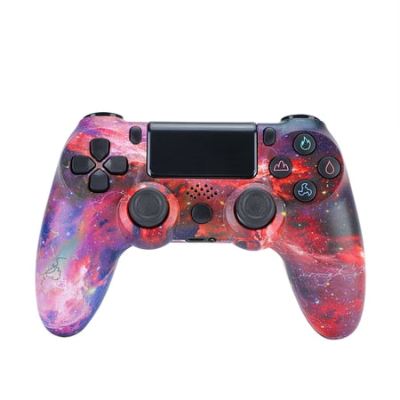Wireless Controller for P4, Remote Game Joystick Compatible with PC,Red Starry Sky