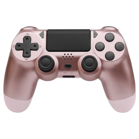 Wireless Controller for P4, Remote Game Joystick Compatible with P-4/P-4 Slim/P-4 Pro/PC, Rose Gold