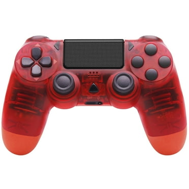 Wireless Controller for P4, Remote Game Joystick Compatible with PS-4/PS-4 Slim/PS-4 Pro/PC, Red Crystal