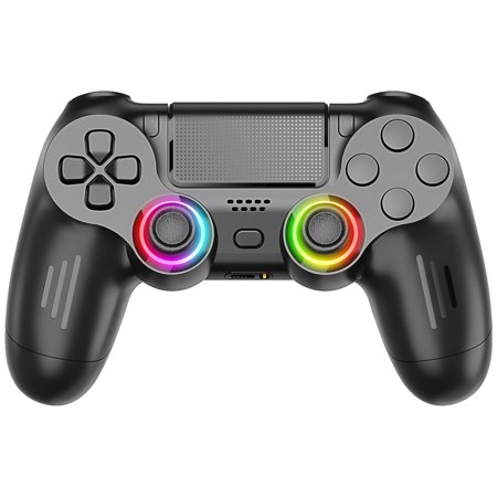 Wireless Controller for P4 with RGB Lighting, Remote Game Joystick Compatible with P-4/P-4 Slim/P-4 Pro/PC,Black