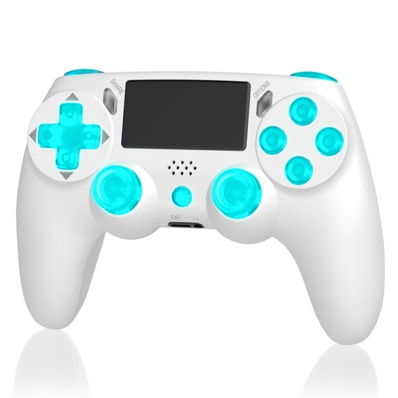 Wireless Controller for P4 with RGB Lighting, Remote Game Joystick Compatible with P-4/P-4 Slim/P-4 Pro/PC, White