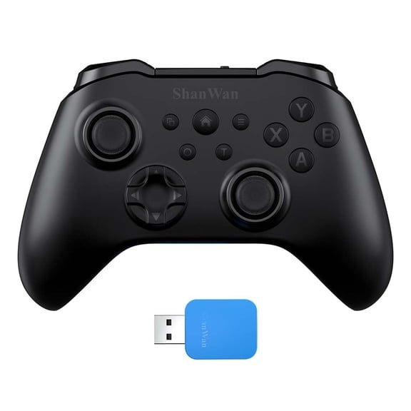 Wireless Controller for PC, iPhone, Android, Switch, Steam, Gamepad 2.4G Bluetooth Controller with Hall Effect Trigger,Turbo,Rumble Vibration (Black)