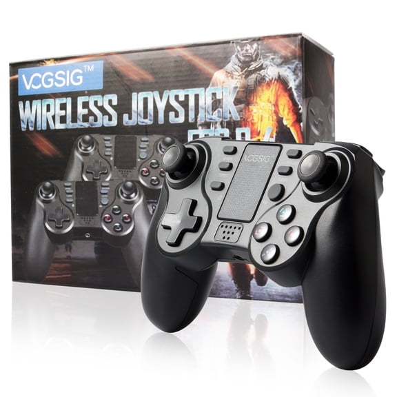 Wireless Controller for PS4 & PS3 - Gamepad with Dual Vibration, Li-ion Battery, 3.5mm Audio Jack & Low Latency Connection (Black)