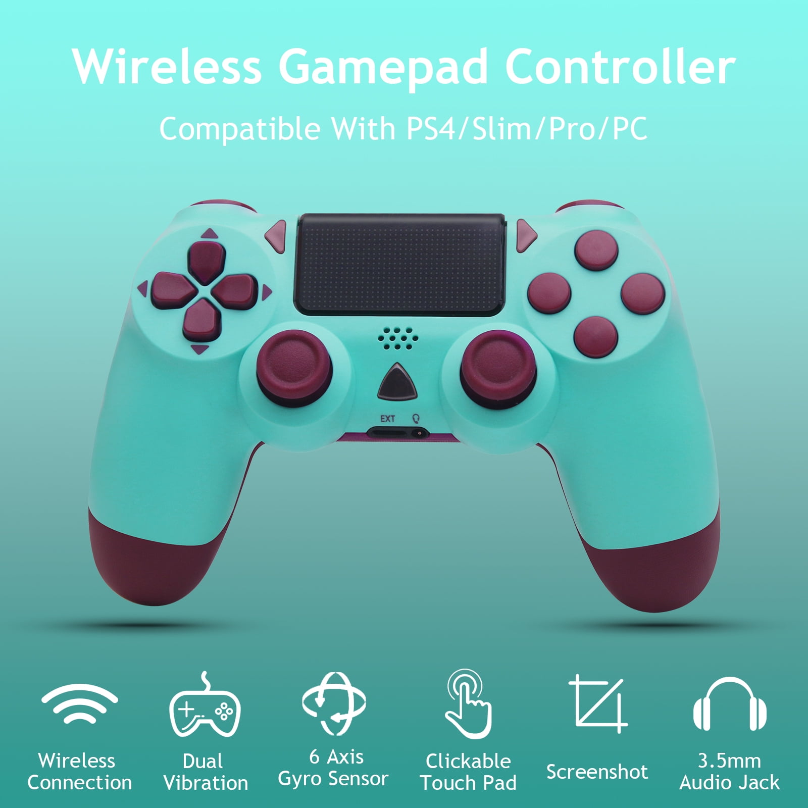 Wireless Controller for PS4, Remote Game Joystick Compatible with PlayStation 4/PS4 Slim/PS4 Pro