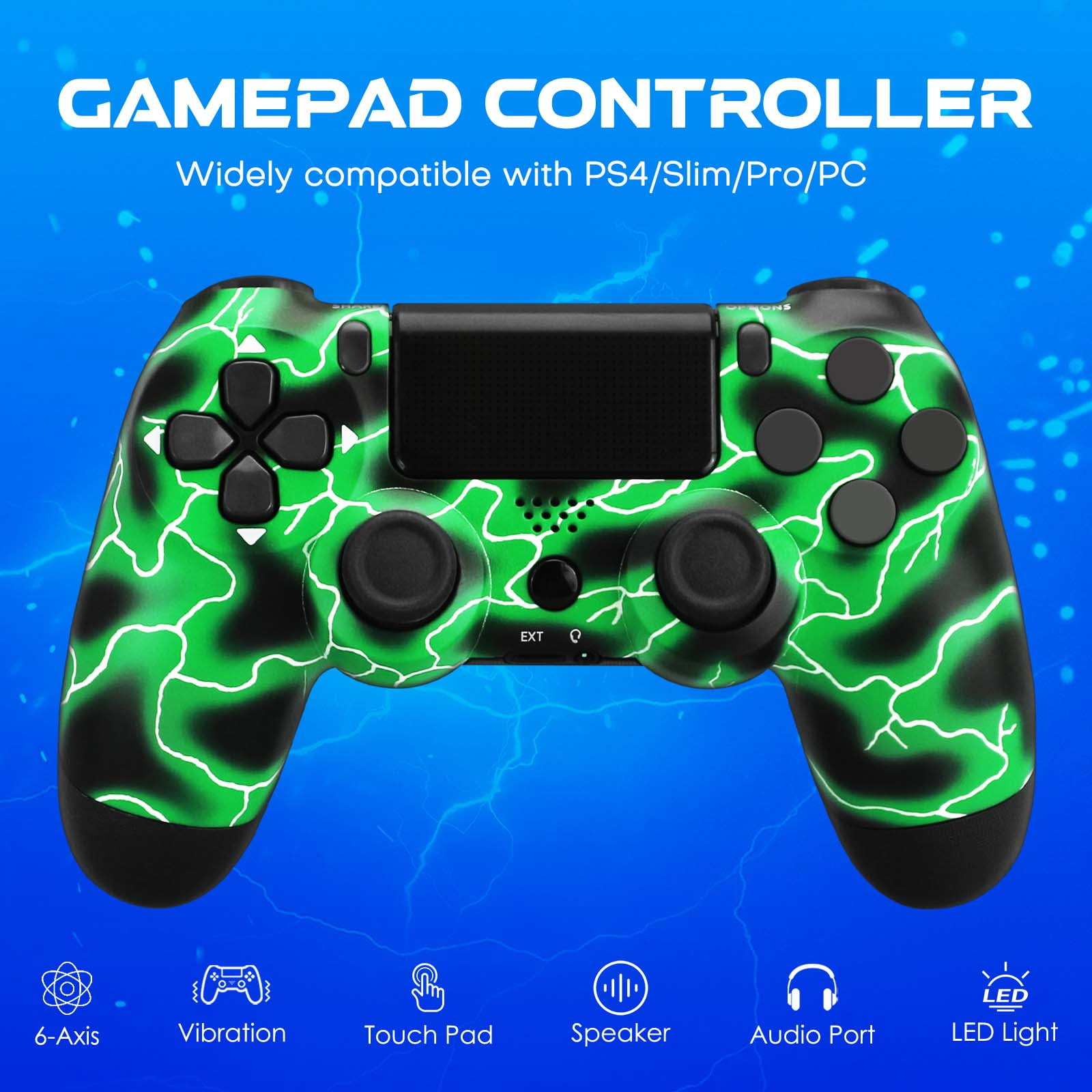 Wireless Controller for PS4, Remote Gamepad Compatible with PlayStation 4/PS4 Slim/PS4 Pro