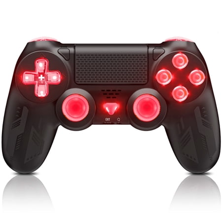 Wireless Controller for PS4, with RGB LED Button Backlight Compatible with PlayStation 4/Slim/Pro (Black)