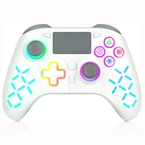 Wireless Controller for PS4 with RGB LED Light Compatible with Playstation 4 /Slim/Pro (White)