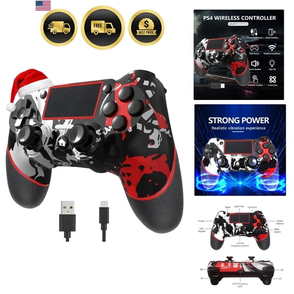 Wireless Controller for Ps4 Romote Compatible with Ps4/Slim/Pro/Windows PC, C...