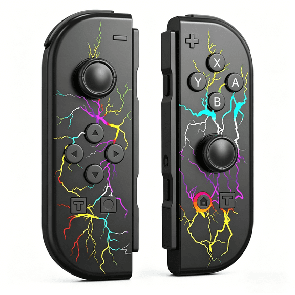 Wireless Controller for Switch OLED Lite, Left Right RGB Joypad, Dual Vibration, 6-Axis Gyro, Motion Control, Wake-up (Lightning)