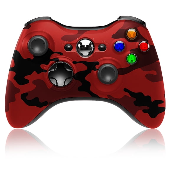 Wireless Controller for Xbox 360,Gamepad for Xbox 360 & Slim Console and PC Windows 7/8/10,2.4GHZ Game Joystick Controller,No Audio Jack,Camo Red