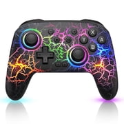 Switch Pro Controller Compatible with Switch Controller/Switch Lite/OLED, ZRZLMVP Wireless Switch Controllers with RGB Light,1000mAh,Turbo Functio Crack Black