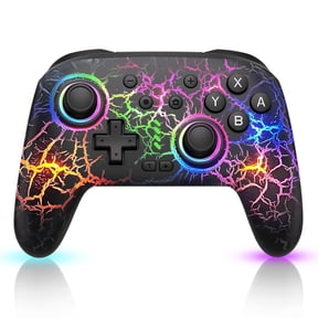 Switch Pro Controller Compatible with Switch Controller/Switch Lite/OLED, ZRZLMVP Wireless Switch Controllers with RGB Light,1000mAh,Turbo Functio Crack Black