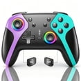 thumbnail image 1 of Wireless Switch Pro Controller Compatible with Switch / Switch Lite / Switch OLED / PC,Consloe 6-Axis Turbo Dual Vibration,Programmable with back buttons,Black (Purple + Green), 1 of 10