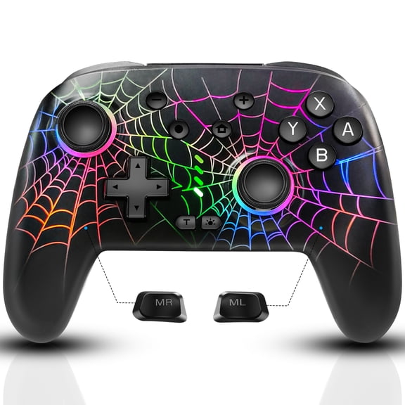 Switch Controller Compatible with Switch/OLED/Lite, ZRZLMVP Wireless Switch Pro Remote for PC/IOS/Android with Turbo Function,1000mAh,Black