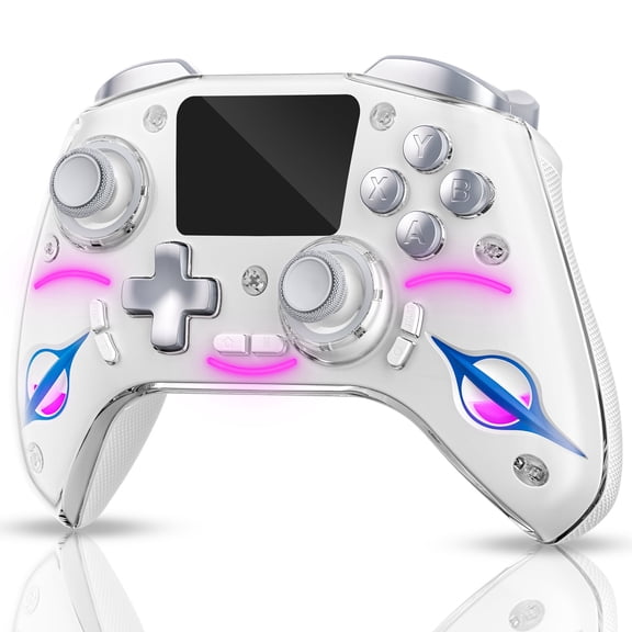 Wireless Gaming Controller with Smart Interactive Screen,Hall Effect Joysticks,RGB Lighting,Bluetooth Gamepad Compatible with switch/PC/PS4/iOS/Android,1200mAh,White(Not for Xbox,PS5)