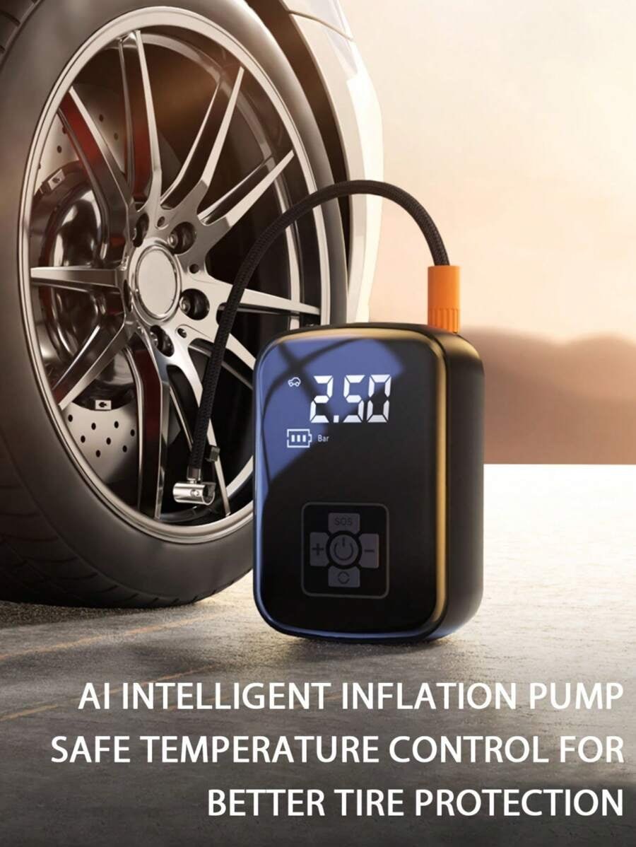40051 Tire Inflator, Portable Car Air Compressor, Inflate Right Automatic Shut Off Digital 99 Psi Display Long Hose Led Light 12v 6 Min Inflation - View #6