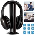 thumbnail image 1 of Wireless Cordless RF Headphones Headset with Mic for PC TV Radio Wireless TV Headphones Home Headset for TV Watching,TV Headset Microphone 5 in 1 Functions with Transmitter/FM Radio/3.5 MM Jack, 1 of 7