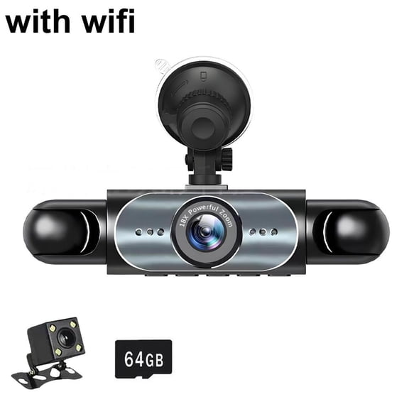 Wireless Dash Cam Front and Rear Camera System,360 4 Channel Dash Cam 1080p Full View Car Dashcam System,Night Vision,Loop Recording,Parking Monitor,with 32GB Card,for Taxi,Fleet,Family Vehicles