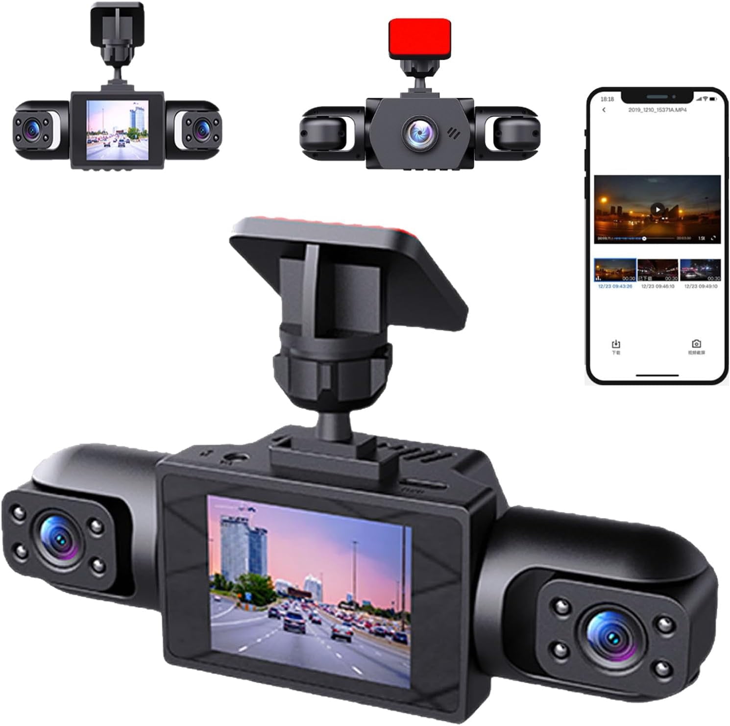 Wireless Dashcams for Cars, 2026 New Full View Dash Cam, 360° Panoramic ...