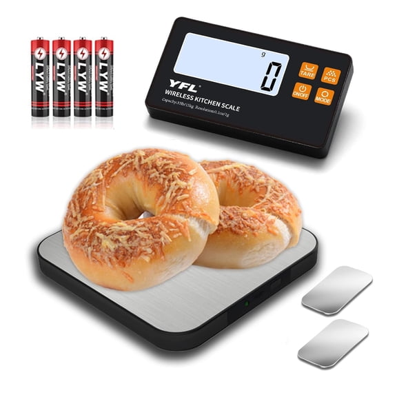 Wireless with Detachable Remote Display, 33lb High Precision Digital Scale 1g/0.1oz, Tare Function 7 Units Food Scale for Cooking, Baking, Meal Prep & Dieting