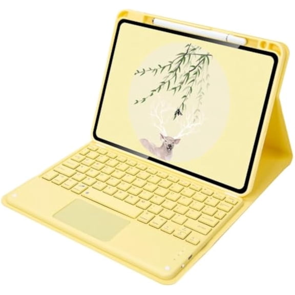 Wireless Detachable Trackpad Keyboard Cover for iPad Pro 11 (1st-4th Gen) / iPad Air 4/5 Gen, Rechargeable Stand Case with Pencil Holder,Yellow