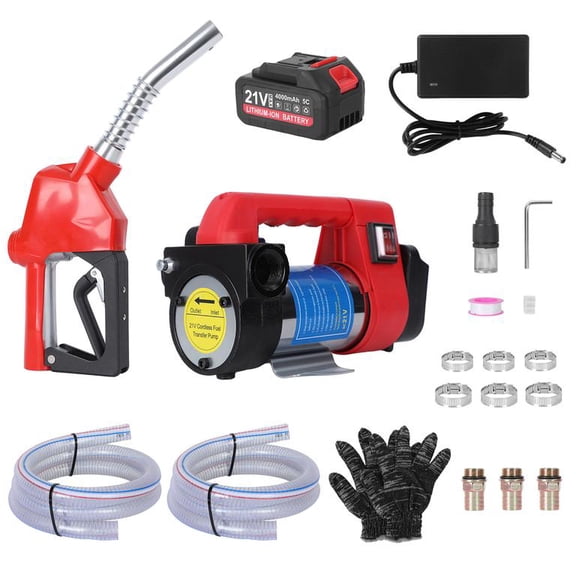 Wireless Diesel Transfer Pump with Auto-Stop, 12 Gallons Per Minute, 21V 4000mAh Rechargeable Battery, 32.8ft Head for Farm Machinery