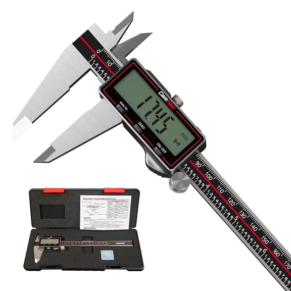 Wireless Digital Caliper 0-6 Inch/150mm with Data Transfer to Excel/Phone/PC, Stainless Steel Caliper Measuring Tool with Auto-Off, Large LCD Inch/MM for DIY/Household/3D-printing