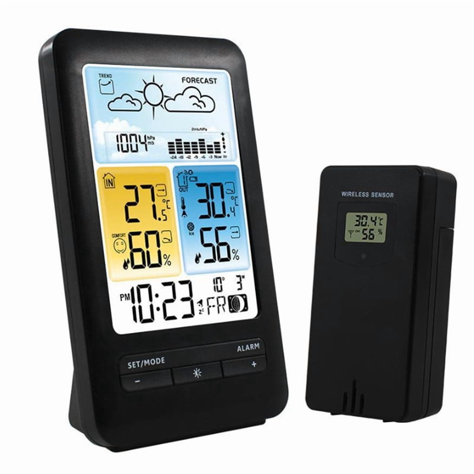 Wireless Digital Display Weather Station Thermometer, Temperature and Humidity Alarm Clock, Weather Forecast Sensor