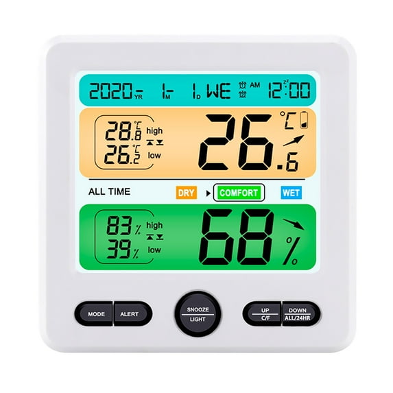 Wireless Digital Hygrometer Thermohygrometers, High-Precision Temperature Humidity Monitor With 24H/All-Time Records for Indoor Outdoor(60m Range)