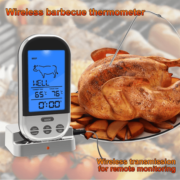 Wireless Digital Meat Thermometers Remote Cooking Food Barbecue Grill Thermometer with Probe for Oven Smoker Grill BBQ