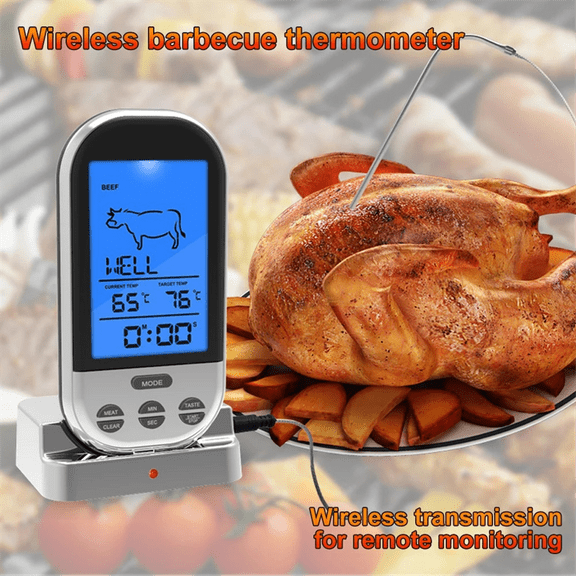 Wireless Digital Meat Thermometers Remote Cooking Food Barbecue Grill Thermometer with Probe for Oven Smoker Grill BBQ