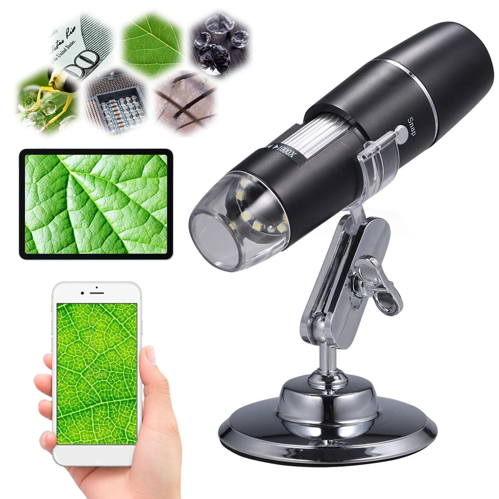Wireless Digital Microscope, 0x 1000x Magnification HD WiFi Handheld